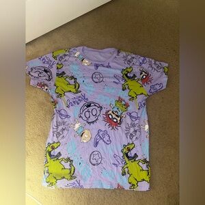 Cartoon Print Purple T-Shirt
